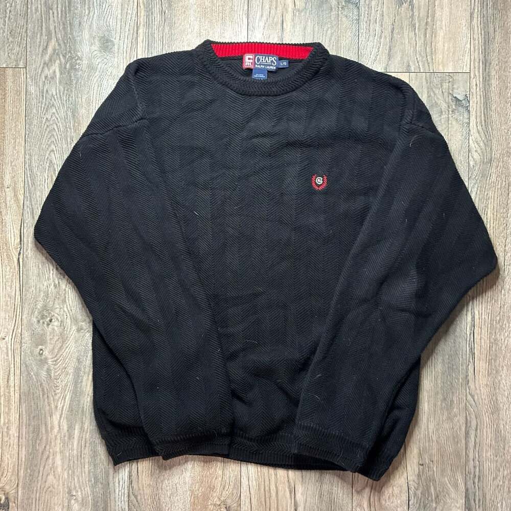 Chaps Ralph Lauren Sweater Size L Black Cotton